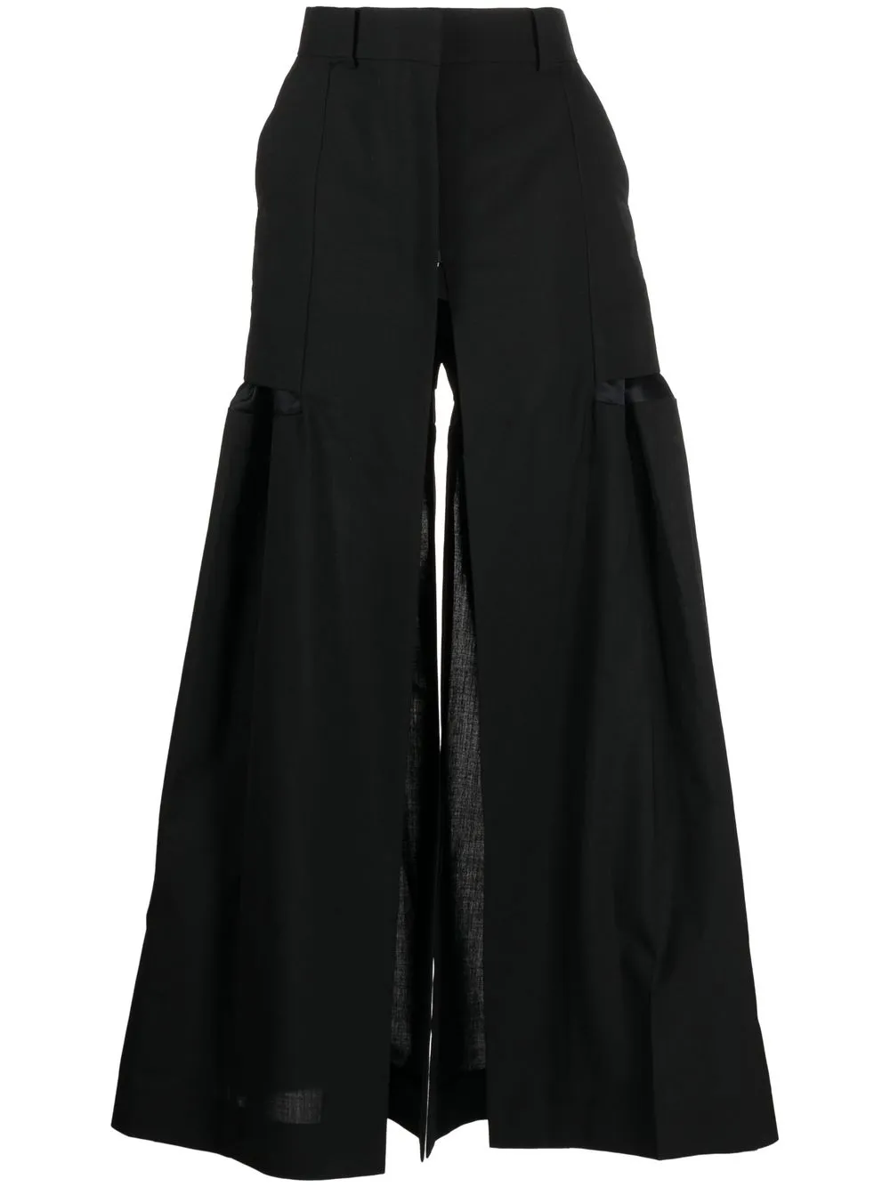 

sacai pleated high-waisted trousers - Black