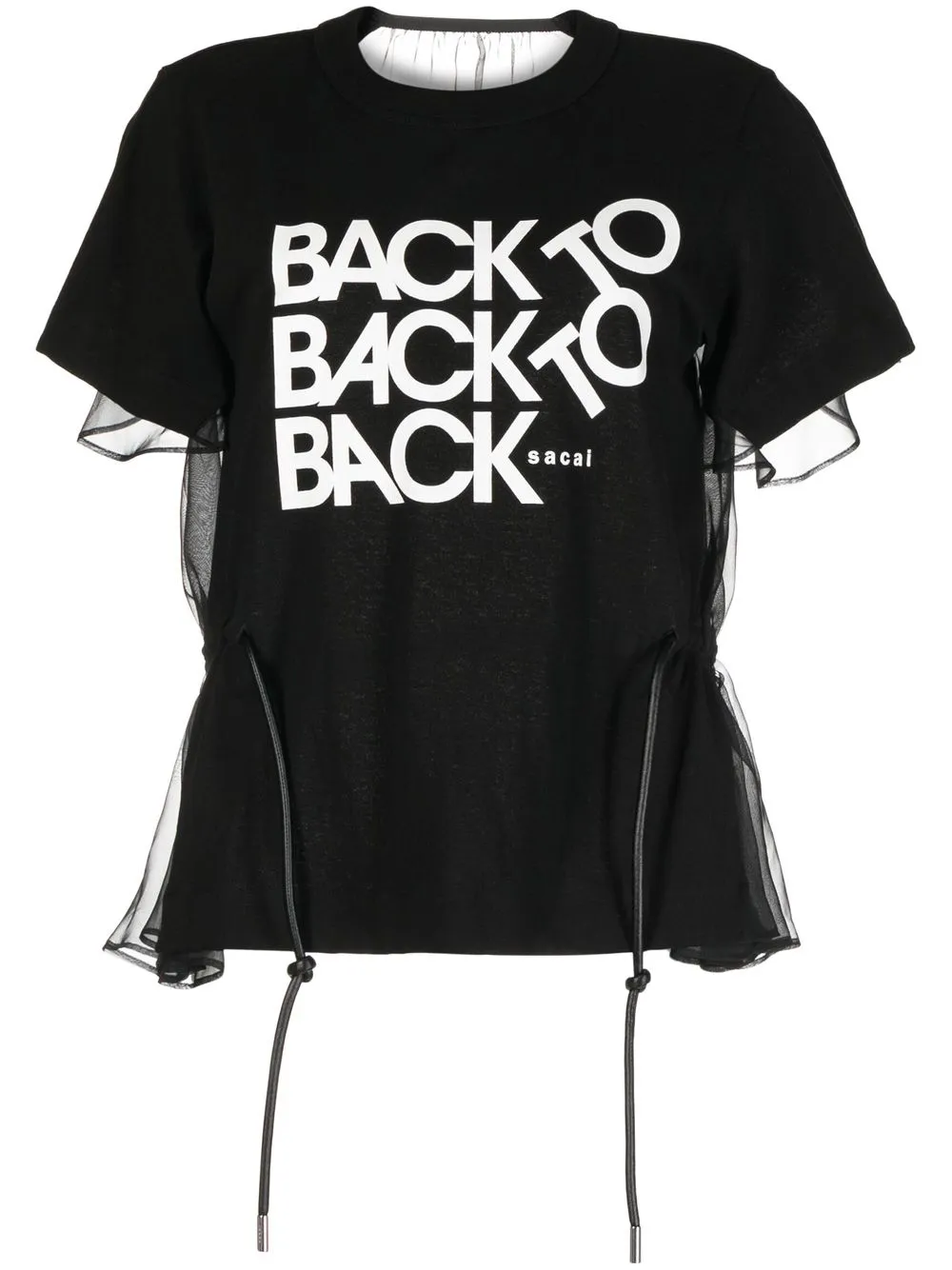 

sacai tulle-layered slogan T-shirt - Black