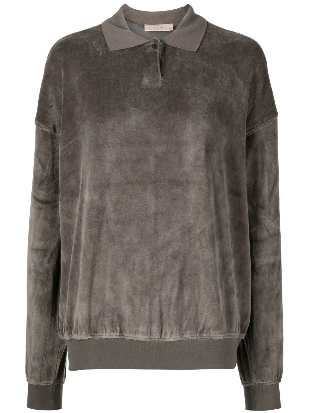 FEAR OF GOD ESSENTIALS velvet-effect long-sleeved polo shirt - Brown
