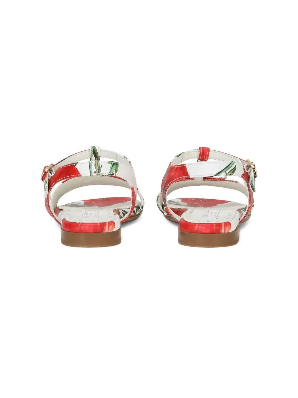Dolce & Gabbana Logo-plaque Poppy-print Sandals In Red