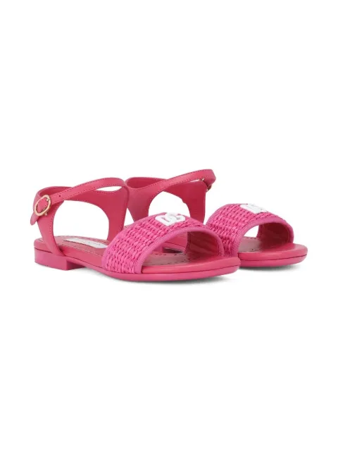Dolce & Gabbana Kids monogram-logo interwoven leather sandals