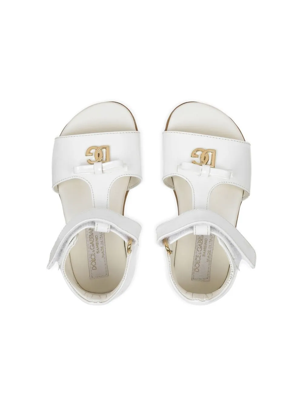 Dolce & Gabbana First Steps Patent Leather Sandals In White