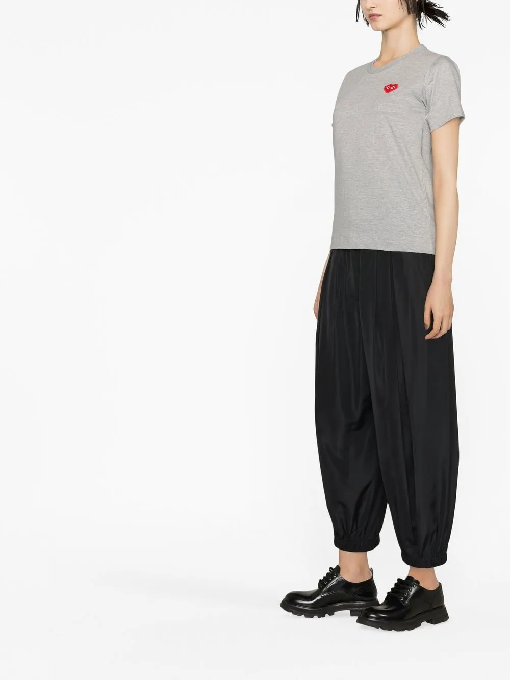 Comme Des Garçons Play Logo-print Cotton T-shirt In Grey