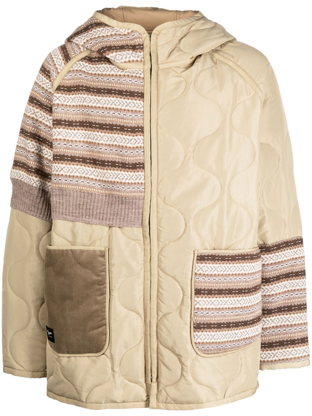 

FIVE CM hooded panelled quilted jacket - Brown