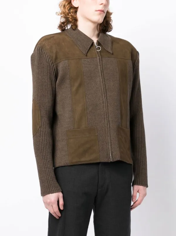 Sasquatchfabrix. faux-suede Panelled Knitted Jacket - Farfetch