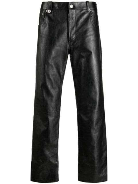 Alexander McQueen cropped slim-cut leather trousers