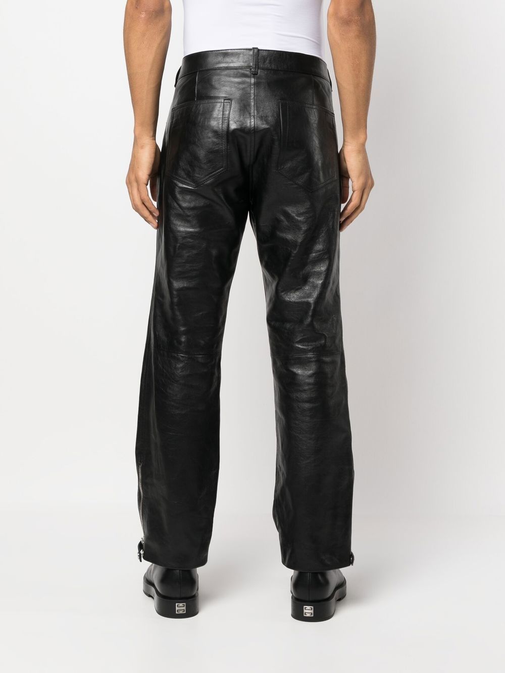 cropped slim-cut leather trousers