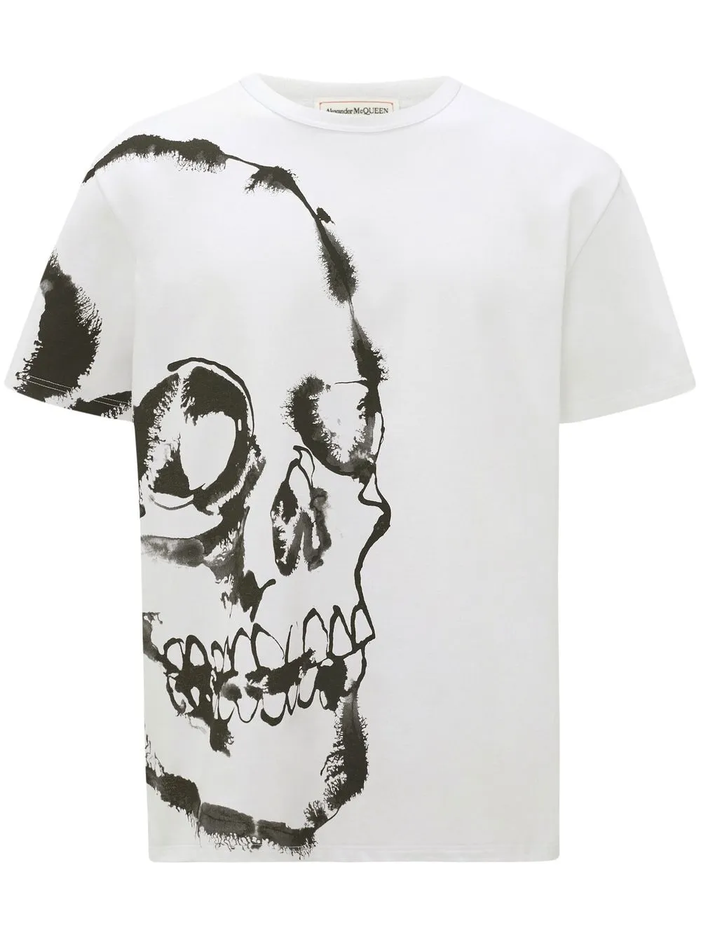 Alexander McQueen Lace Skull Print Short Sleeve Tee Whitered, $225