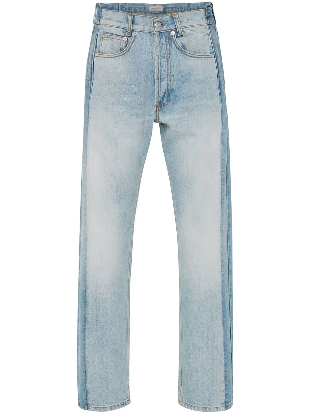 Shop Alexander Mcqueen Worker Patched Straight-leg Jeans In Blue