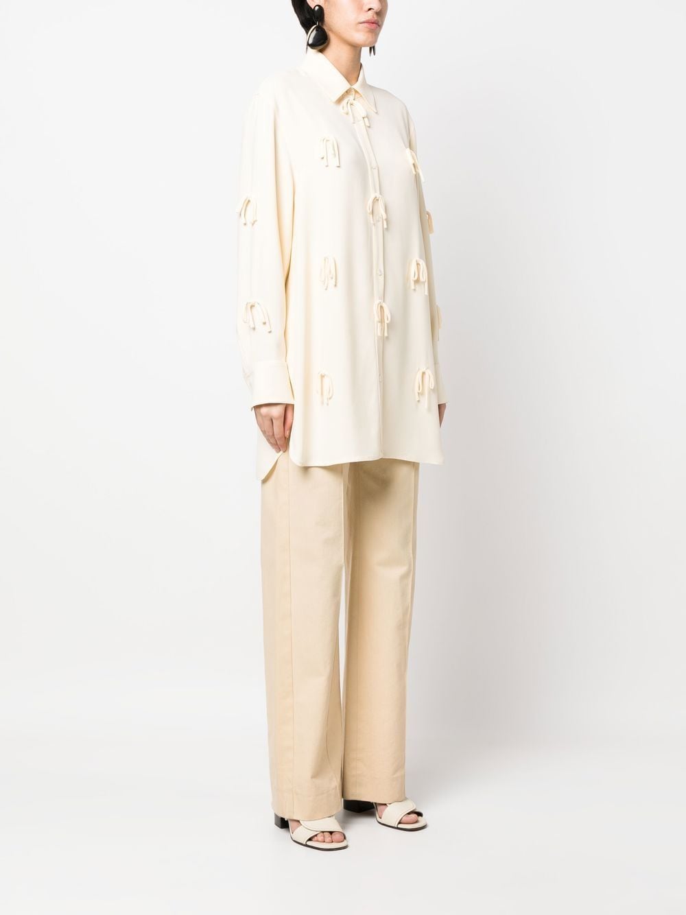 Shop Viktor & Rolf Bow-detail Button-front Shirt In Neutrals