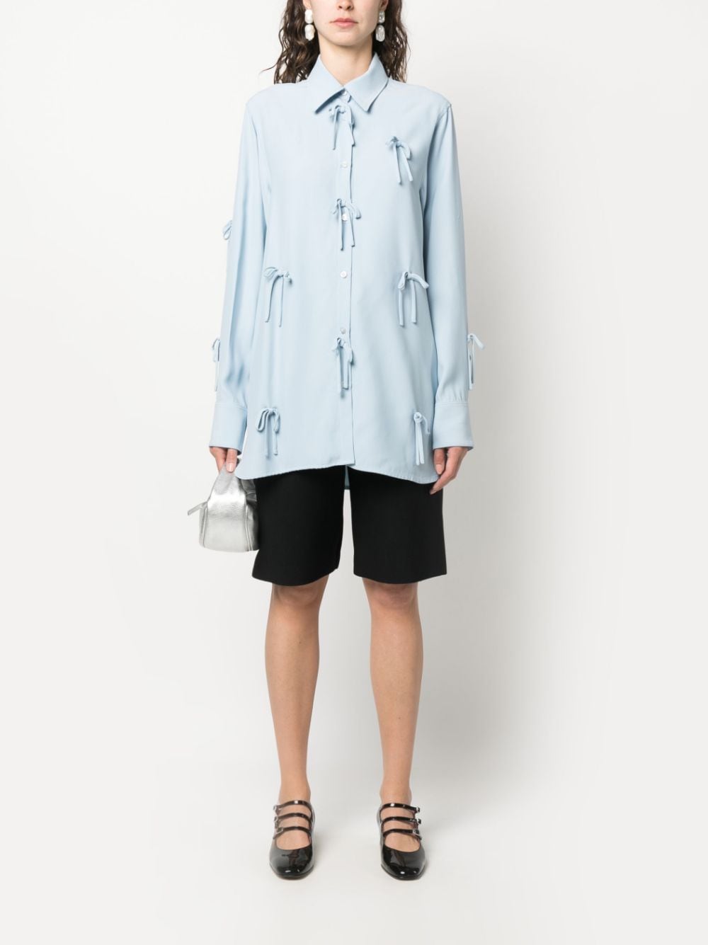 Shop Viktor & Rolf Bed Of Bows Long-sleeve Shirt In Blue