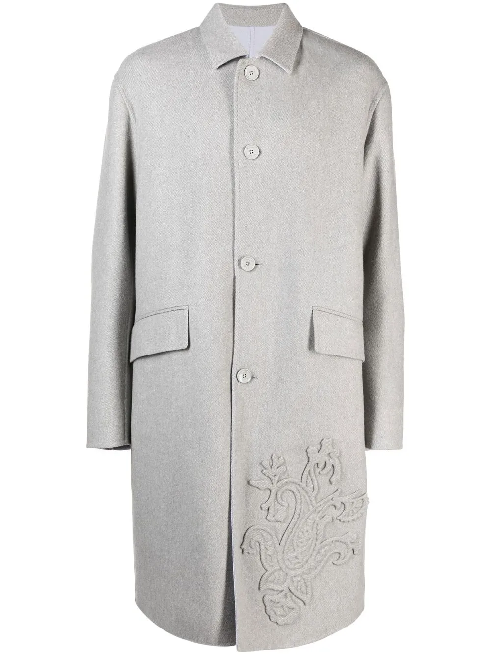 

ETRO paisley applique single-breasted coat - Grey