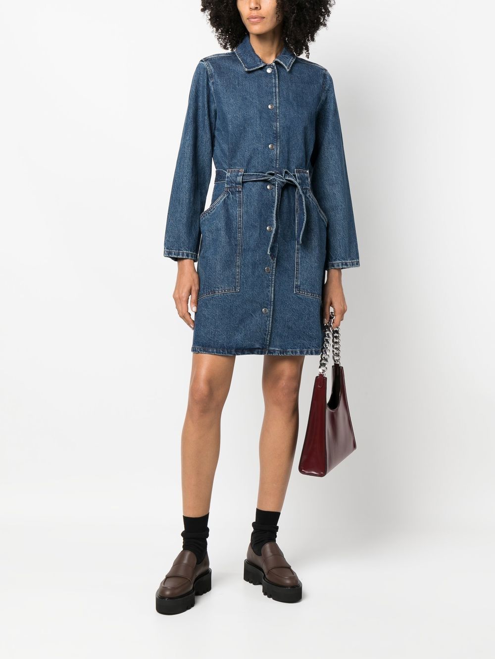 A.P.C. Belted Denim Dress - Farfetch