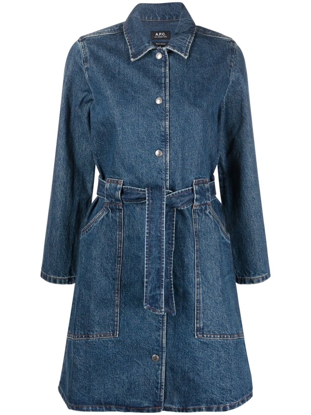 A.P.C. Belted Denim Dress - Farfetch