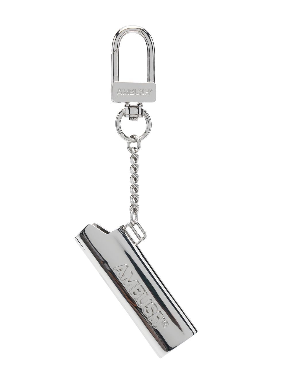 

AMBUSH Lighter Case logo-engraved keyring - Gris