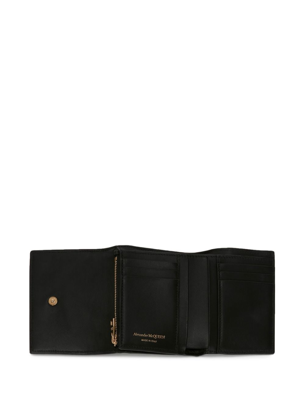 Shop Alexander Mcqueen Skull-charm Tri-fold Wallet In Black