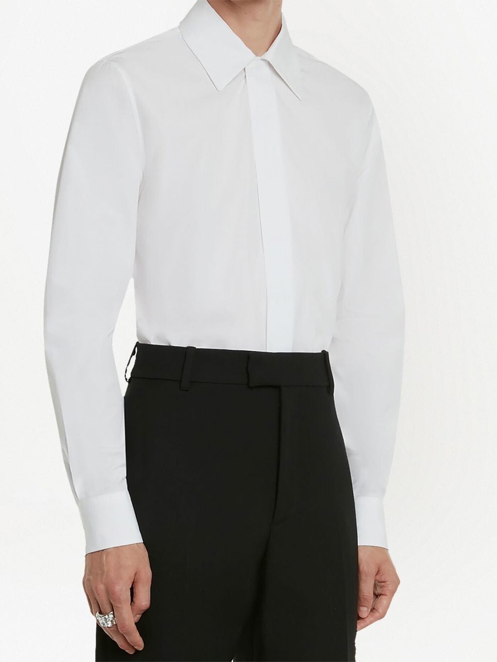 Shop Alexander Mcqueen Cotton Long-sleeved Shirt In 9000 -white