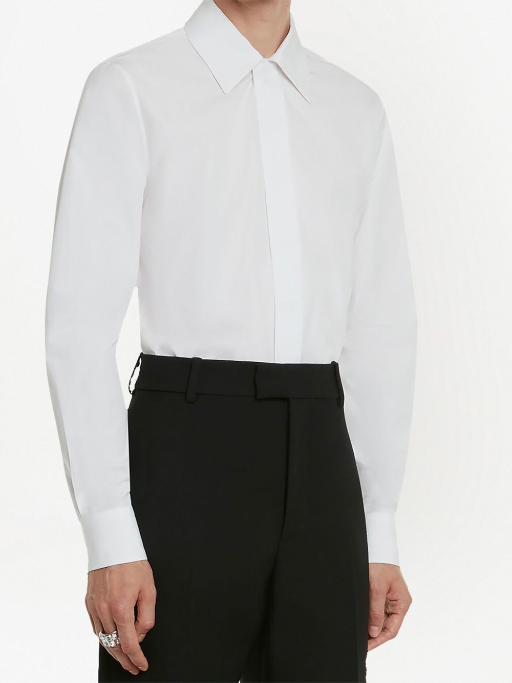 Shop Alexander Mcqueen Cotton Long-sleeved Shirt In 9000 -white