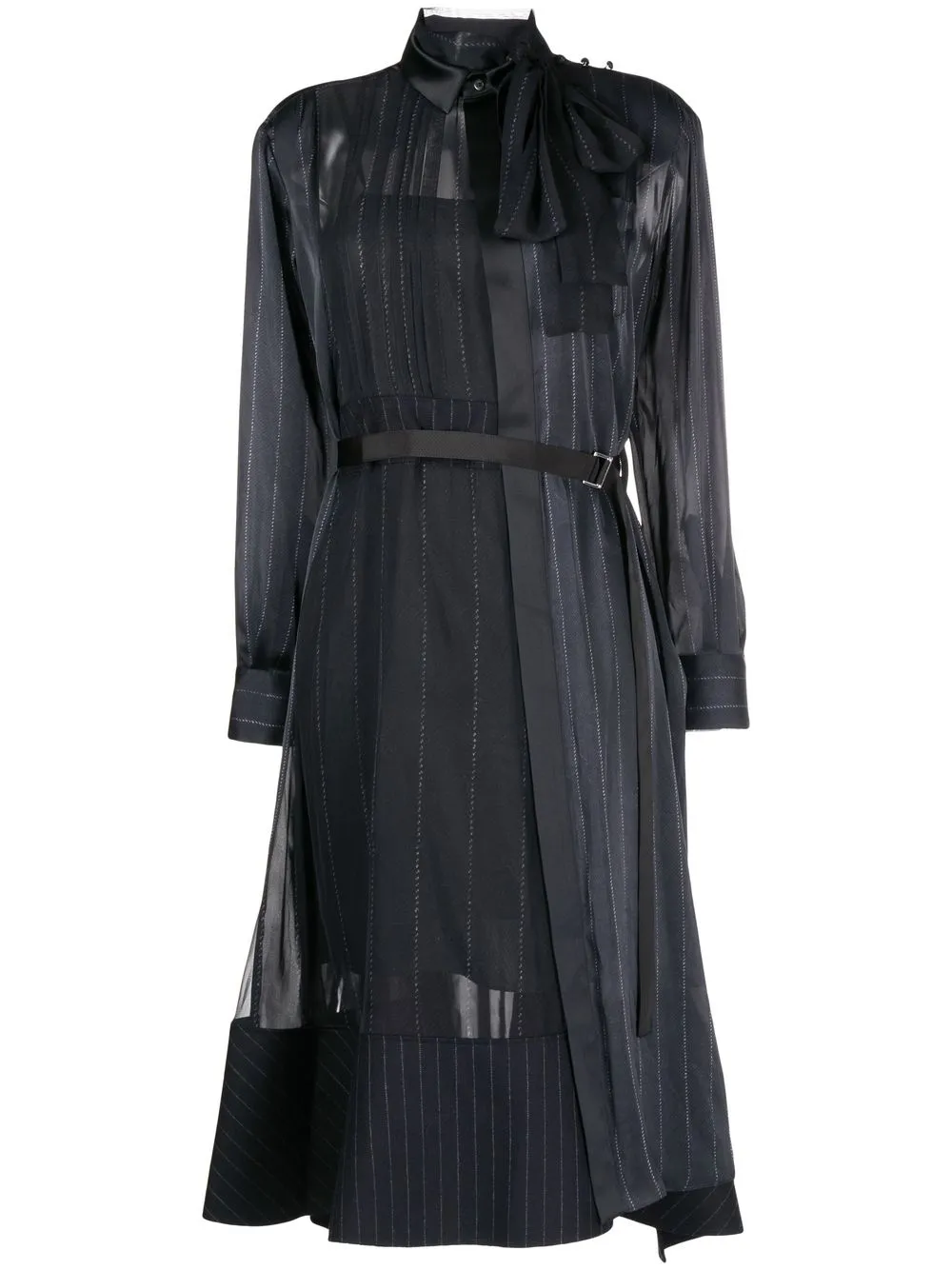 

sacai panelled pinstripe shirtdress - Black