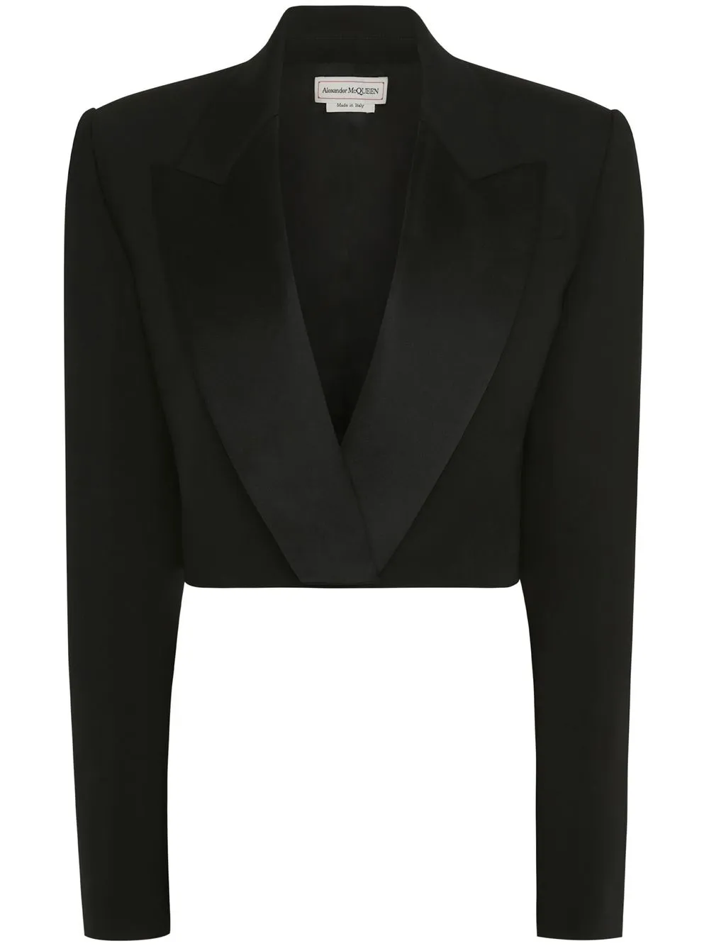 Shop Alexander Mcqueen Cropped Peak-lapel Blazer In Schwarz