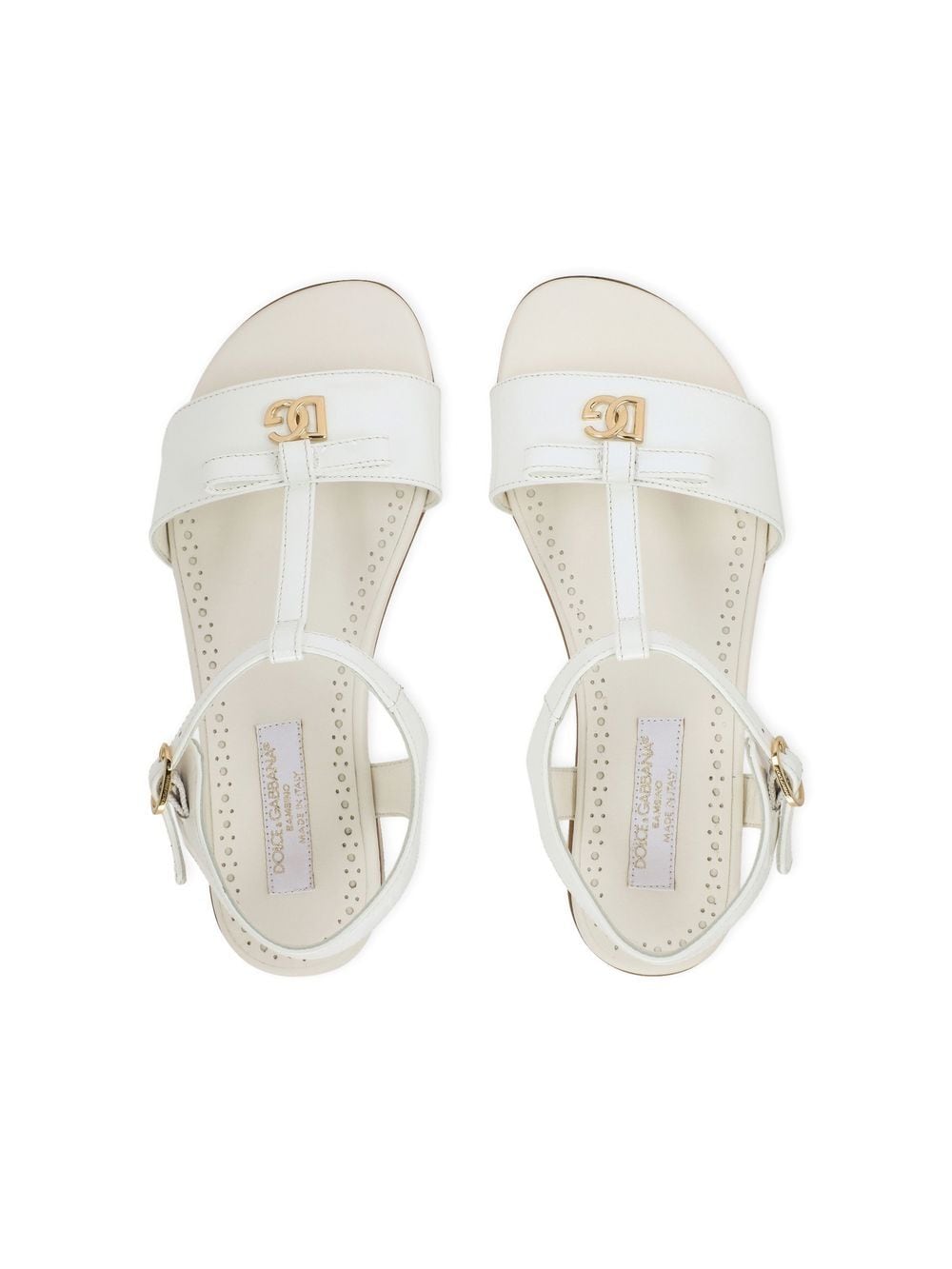 Shop Dolce & Gabbana Dg-logo Patent Leather Sandals In White