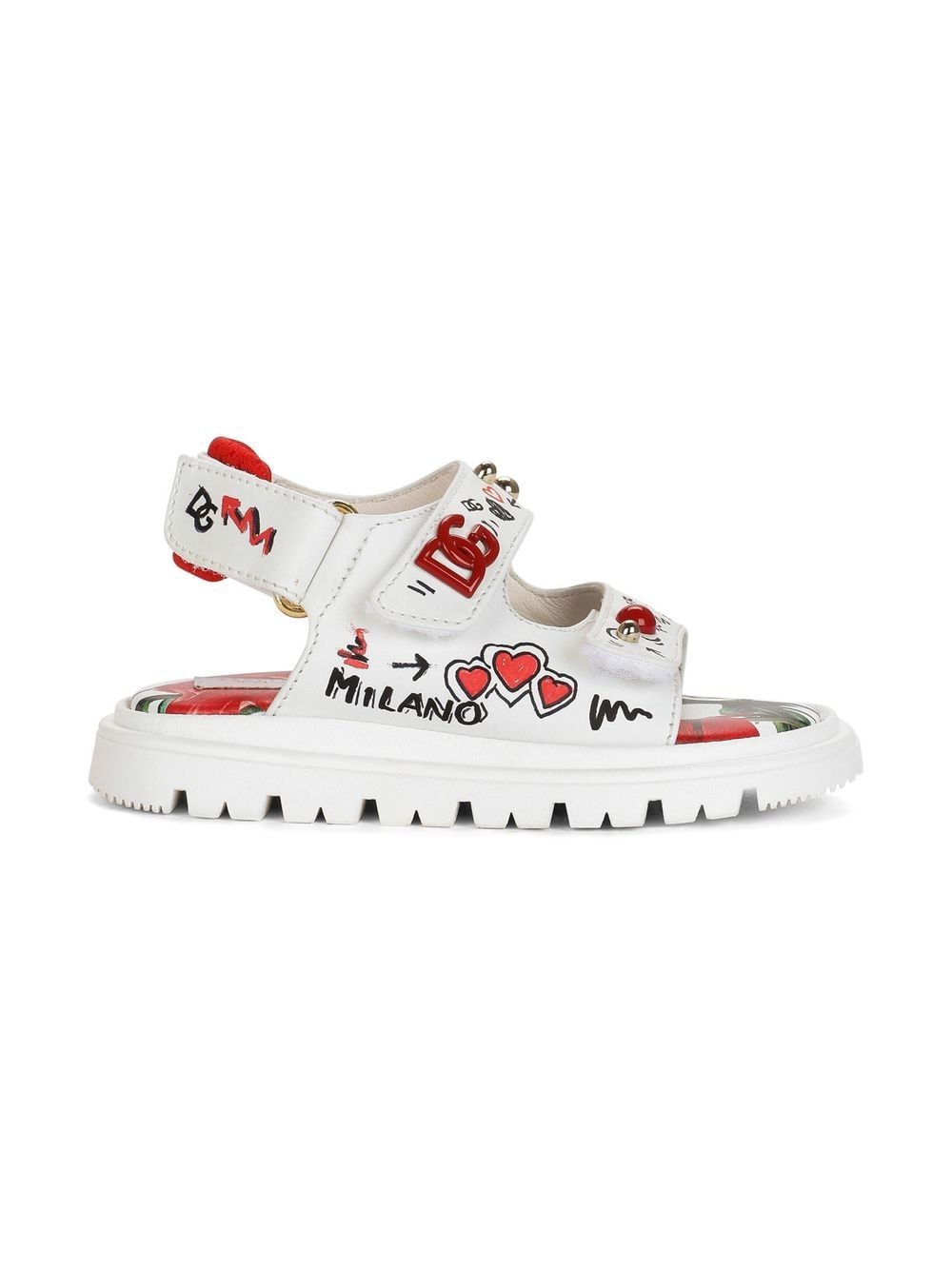 Shop Dolce & Gabbana Sketchbook-print Touch-strap Sandals In White