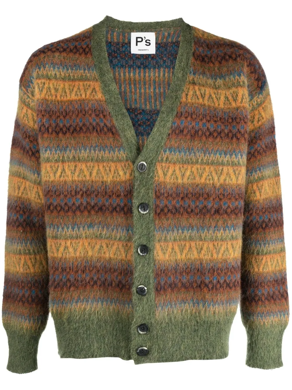 

President’S patterned intarsia-knit cardigan - Verde