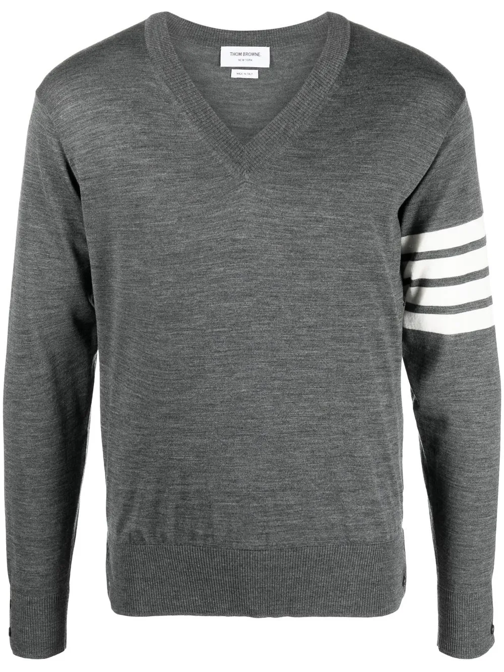 

Thom Browne stripe-detail V-neck jumper - Grey