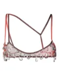 GCDS crystal-embellished mesh bra top - Orange