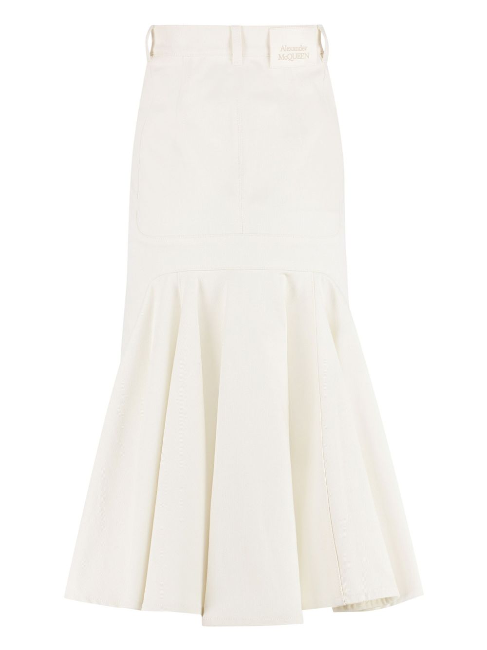 Alexander McQueen A-line denim midi skirt - White