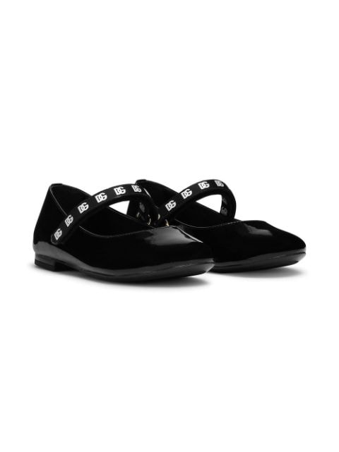 Dolce & Gabbana Kids - logo-strap ballerina shoes