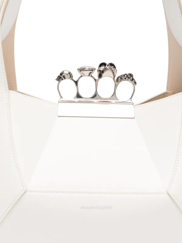 Alexander McQueen Jewelled Hobo Leather Tote Bag | Neutrals