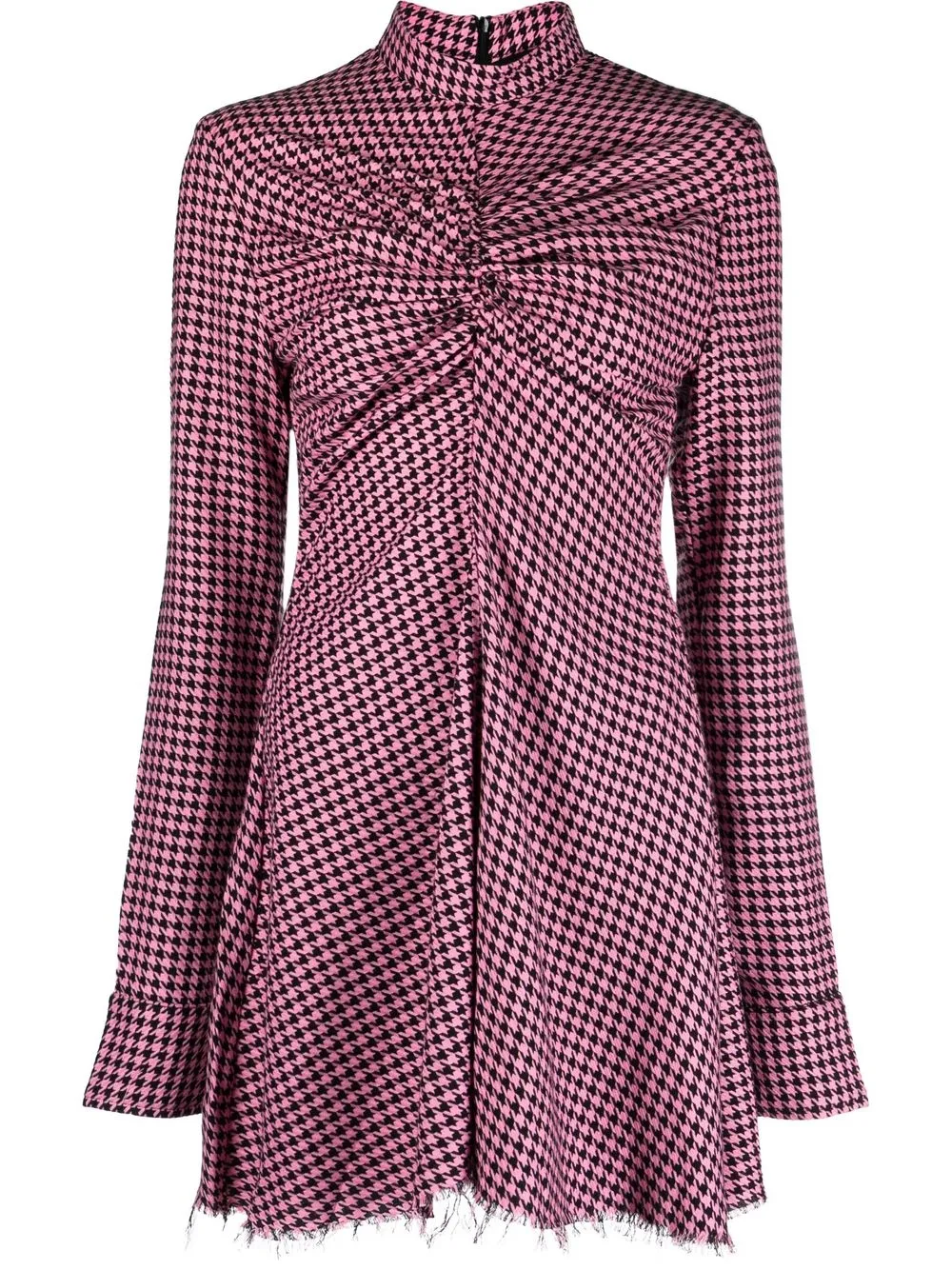 

Marques'Almeida gathered check-print minidress - Pink