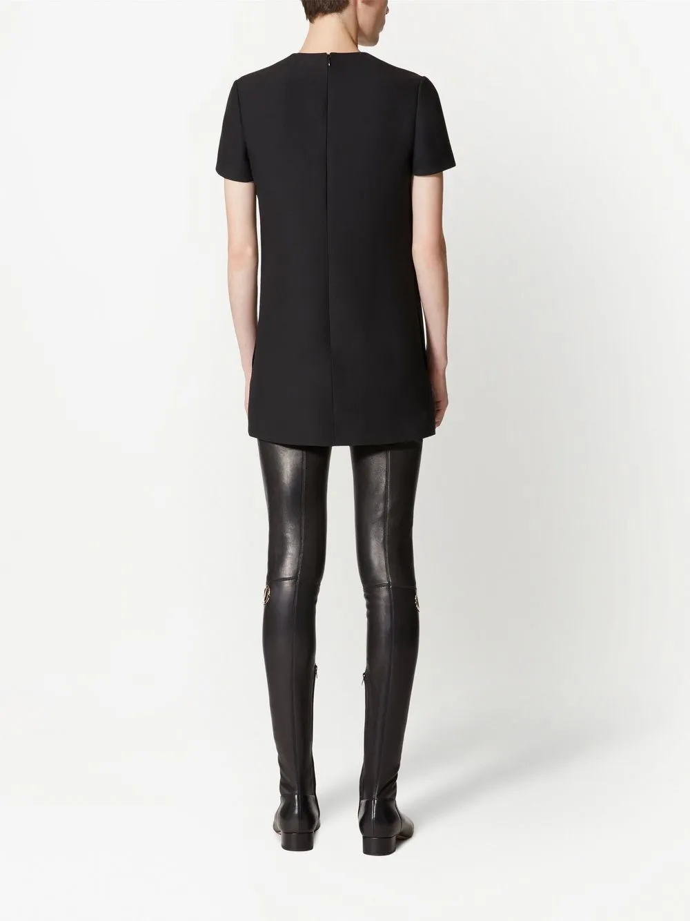 VALENTINO CREPE COUTURE EMBROIDERED SHORT DRESS