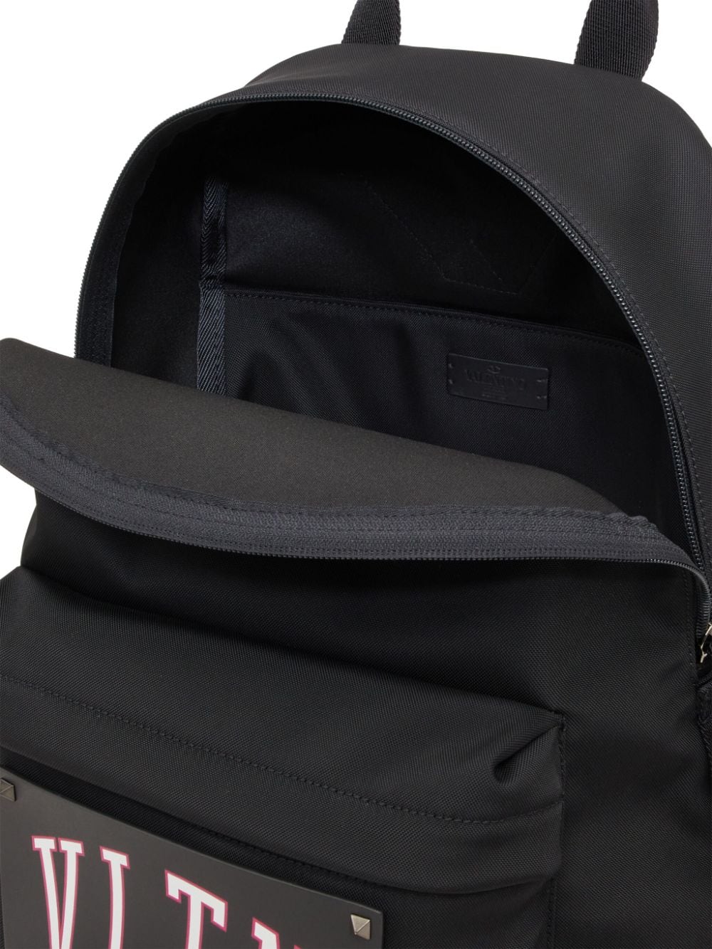 Shop Valentino Vltn Logo Patch Backpack In Black