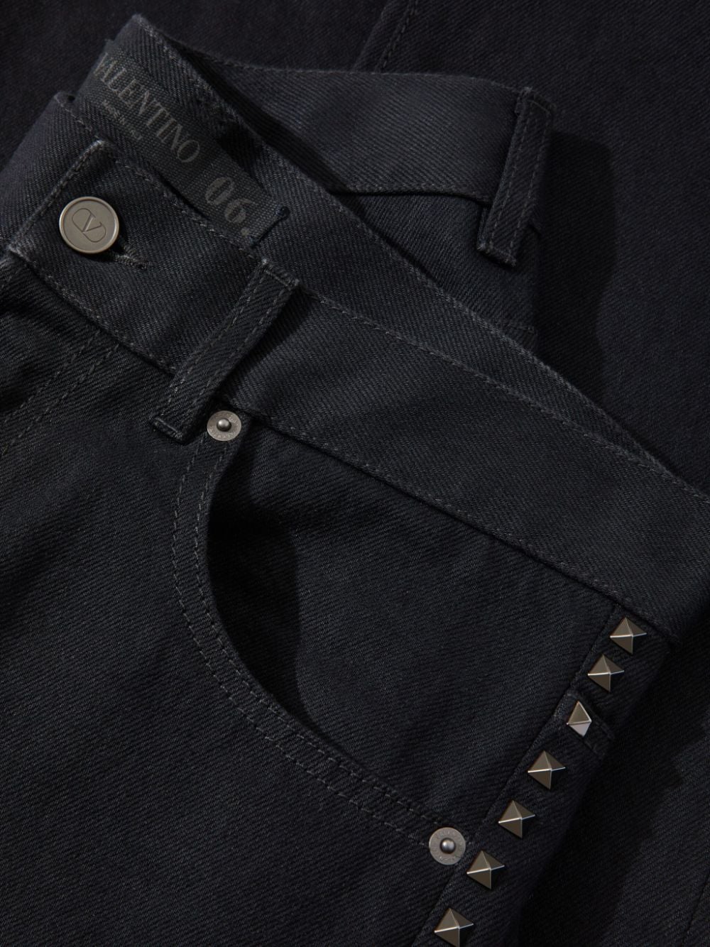 Shop Valentino Untitled Studs Straight-leg Jeans In Black