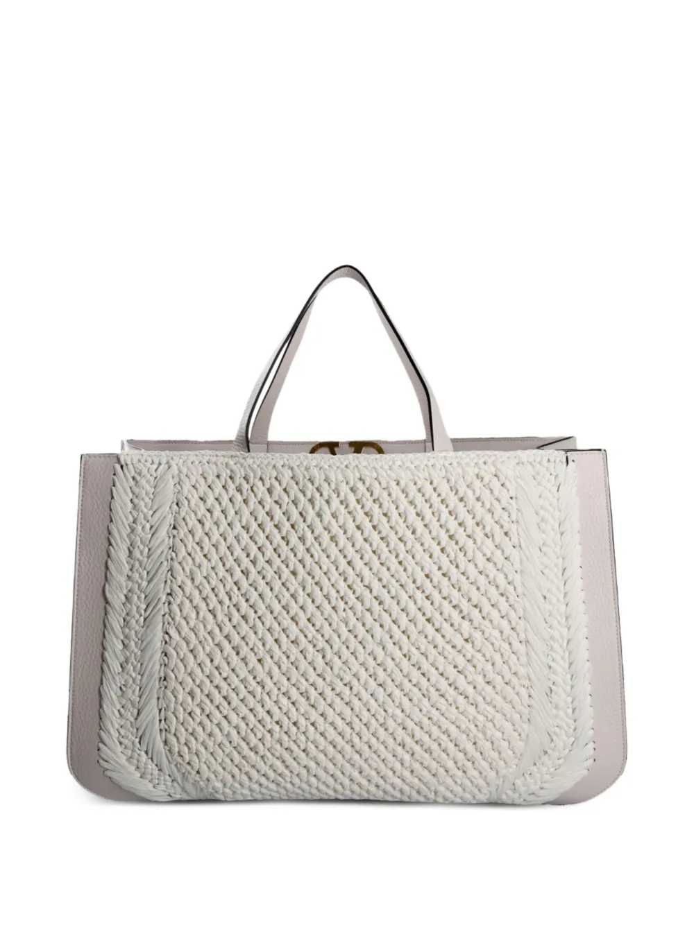 Valentino Garavani VLogo small raffia and leather tote bag | Image 2