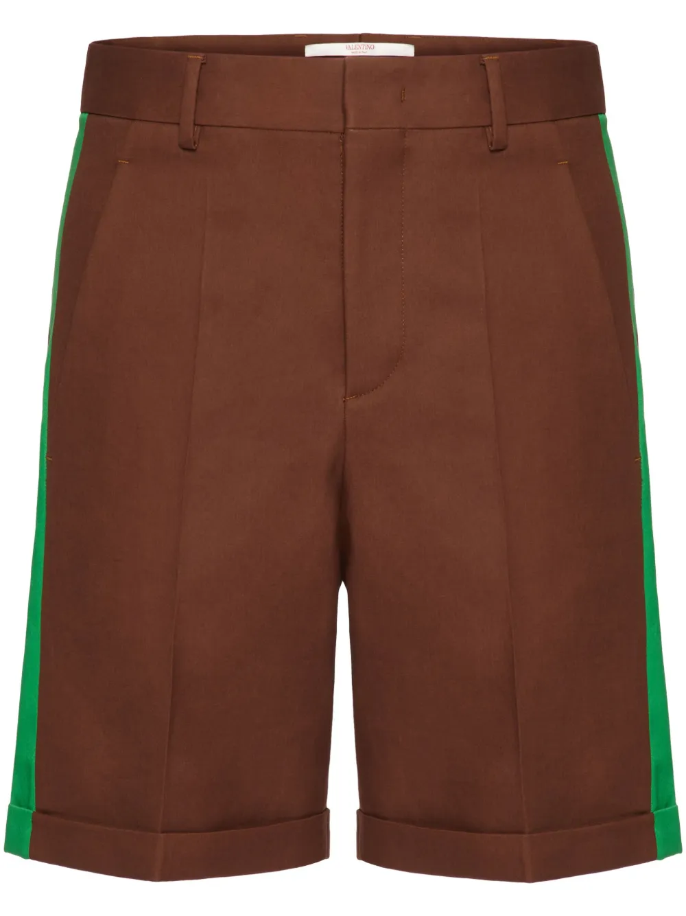 Valentino Garavani ヴァレンティノ ストライプ テーラードショートパンツ - ブラウン Valentino Garavani ヴァレンティノ ストライプ テーラードショートパンツ - ブラウン