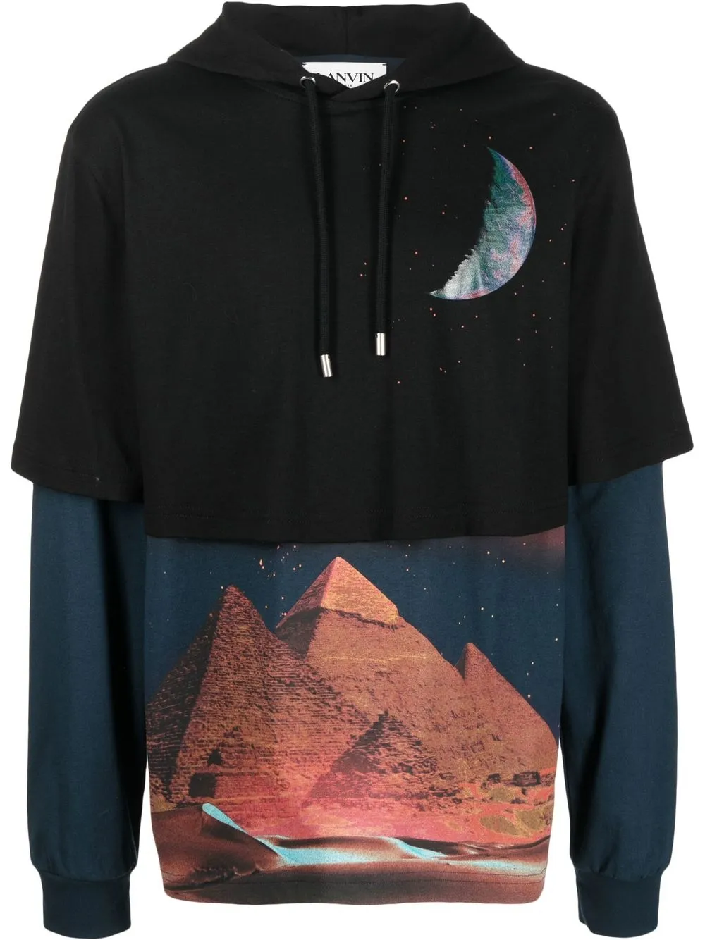 

Lanvin sci-fi print layered hoodie - Black