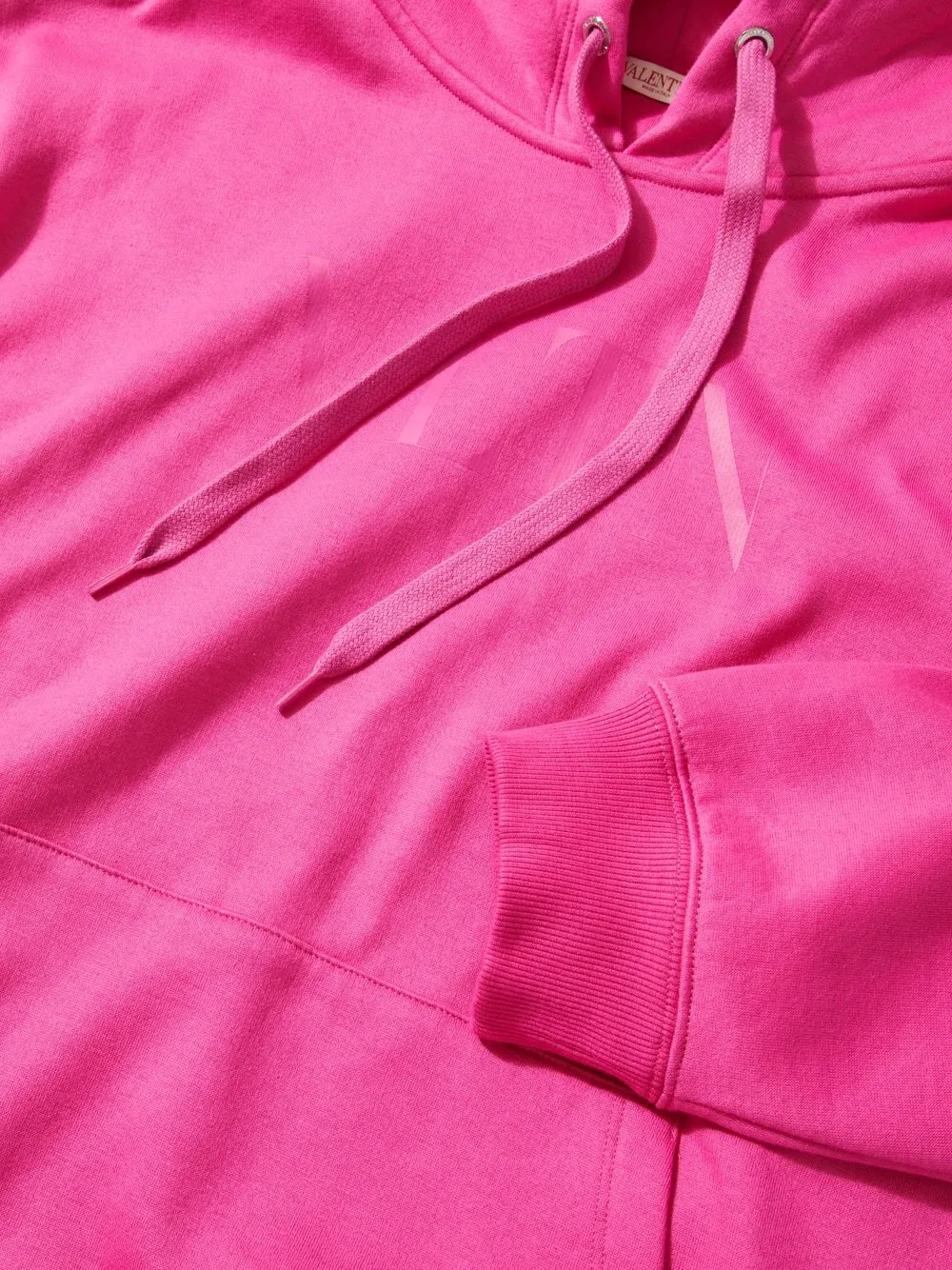 Valentino Cotton Hooded Sweatshirt With Vltn Print In Pink Pp