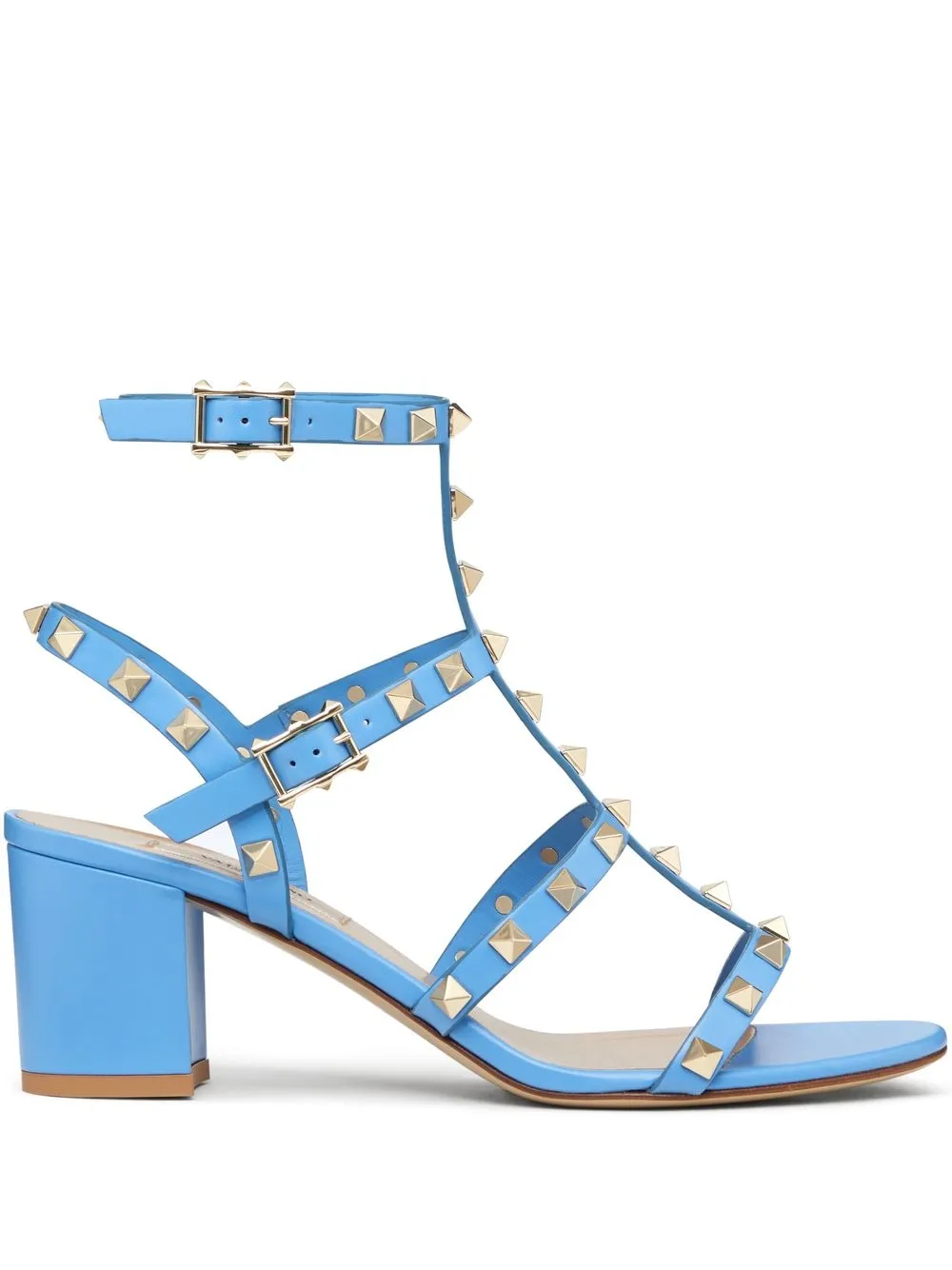 Shop Valentino Rockstud 60mm Ankle Strap Sandals In Blue