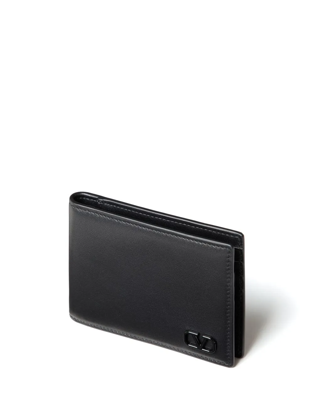 Shop Valentino Vlogo Signature Bi-fold Wallet In Black