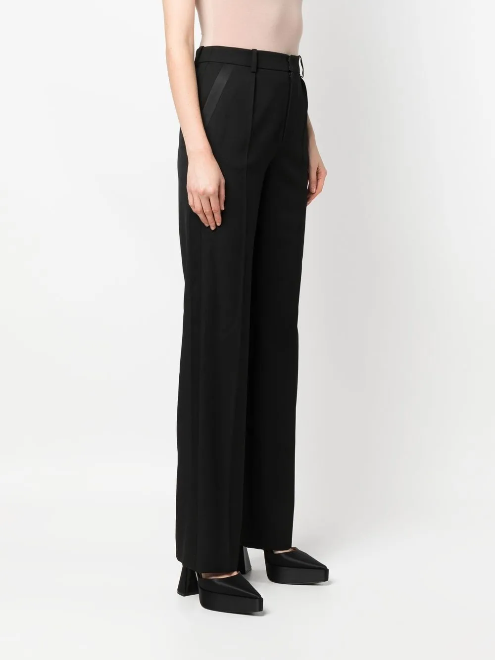 Shop Saint Laurent High-waisted Straight-leg Trousers In Black