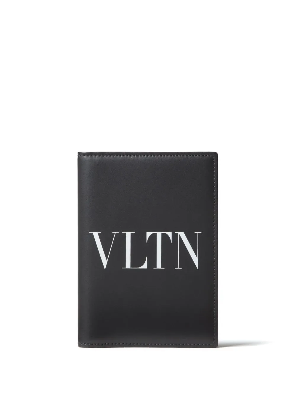 Valentino Vltn Leather Bi-fold Wallet In Black