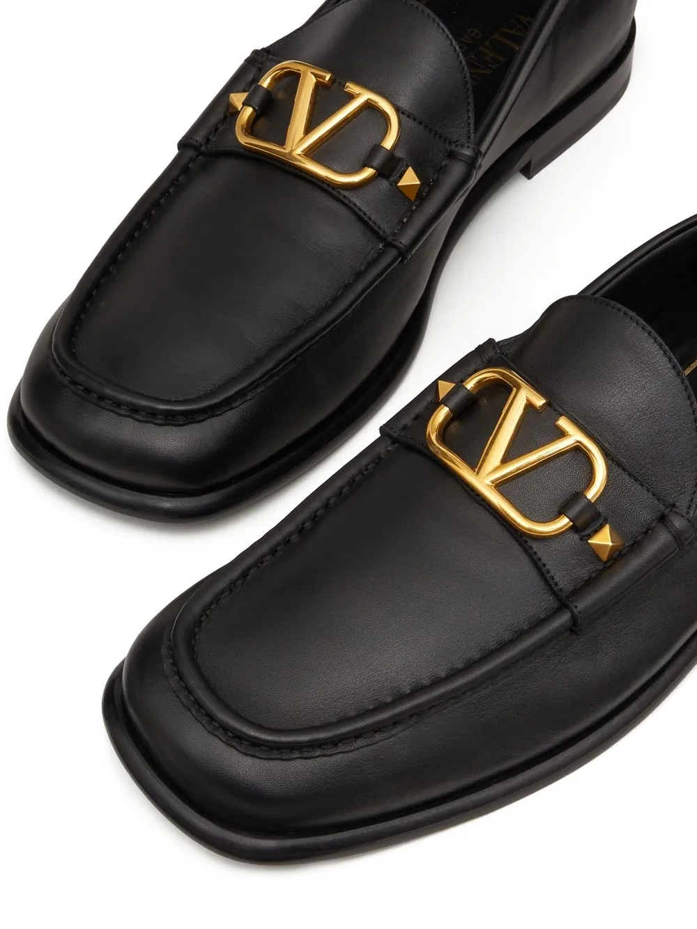 Shop Valentino Vlogo Signature Leather Loafers In Black