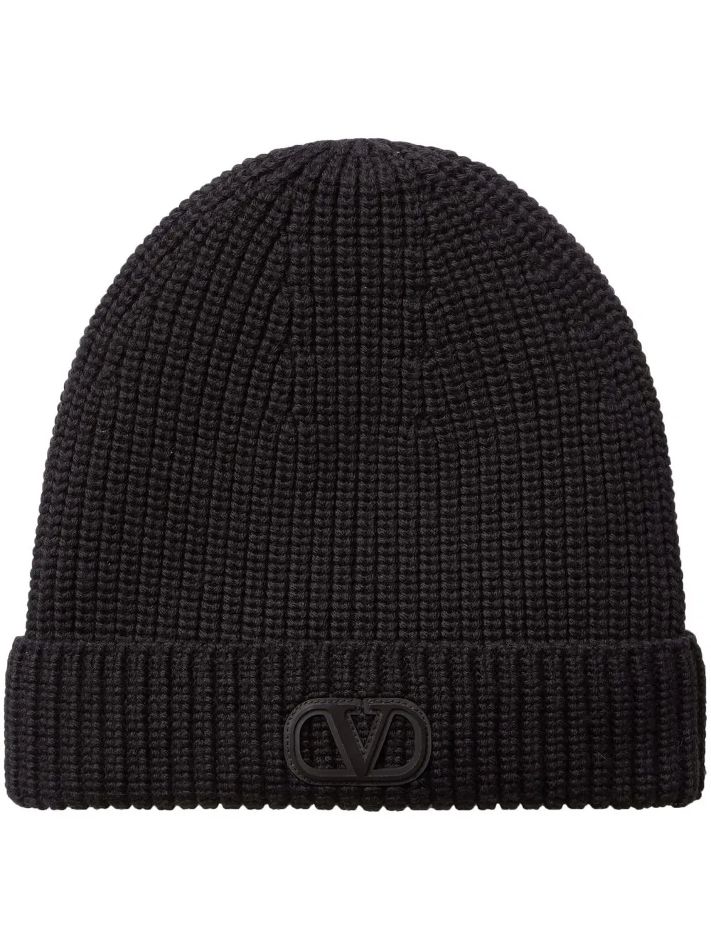 

Valentino VLogo Signature ribbed wool beanie - Black