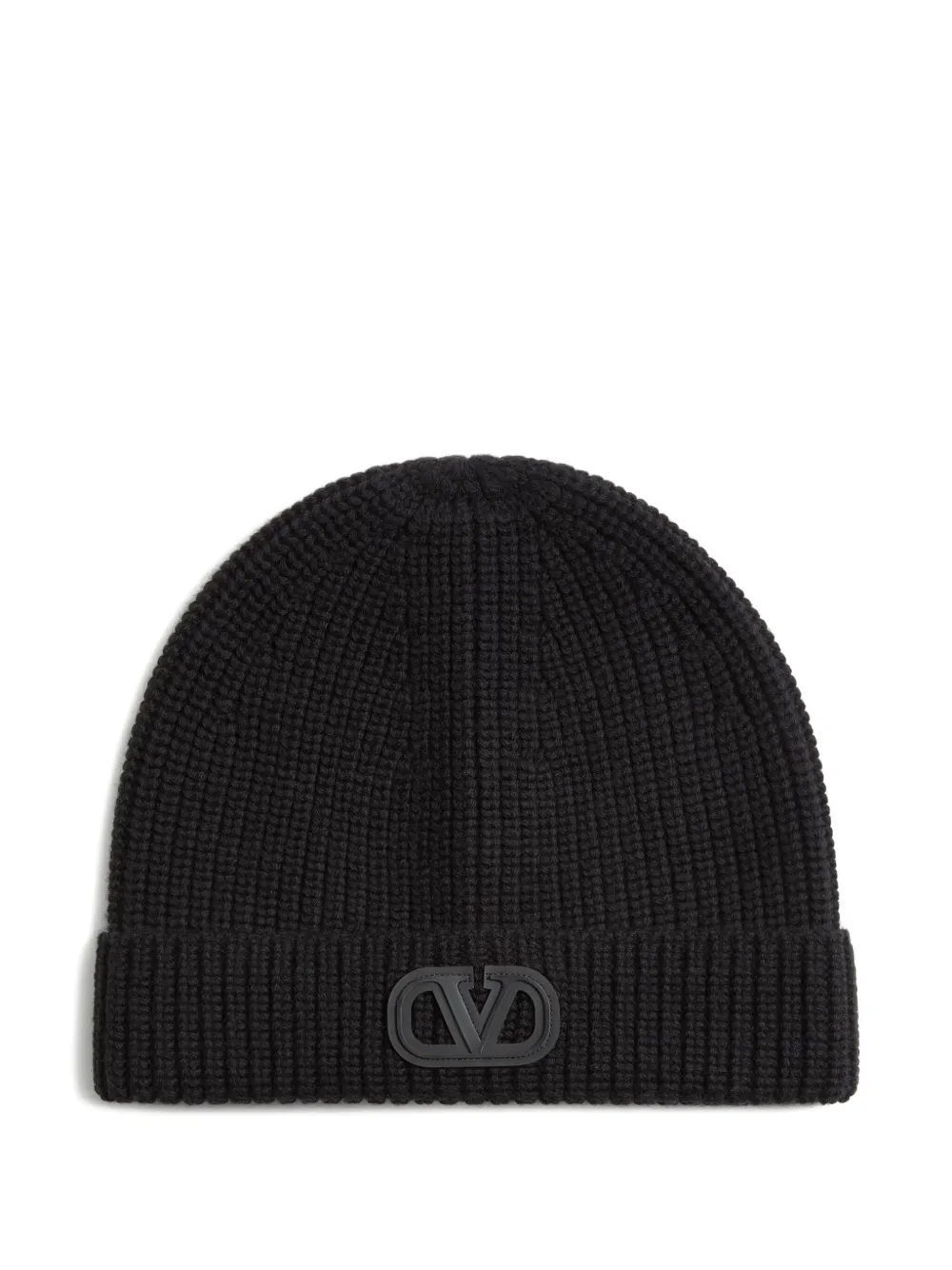 Valentino Garavani VLogo Signature ribbed wool beanie | Black | Image 1