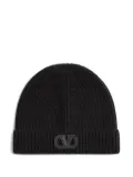 Valentino Garavani VLogo Signature ribbed wool beanie - Black