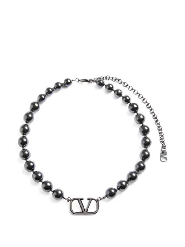 Valentino Garavani VLogo Signature Pearl Choker | Silver | FARFETCH