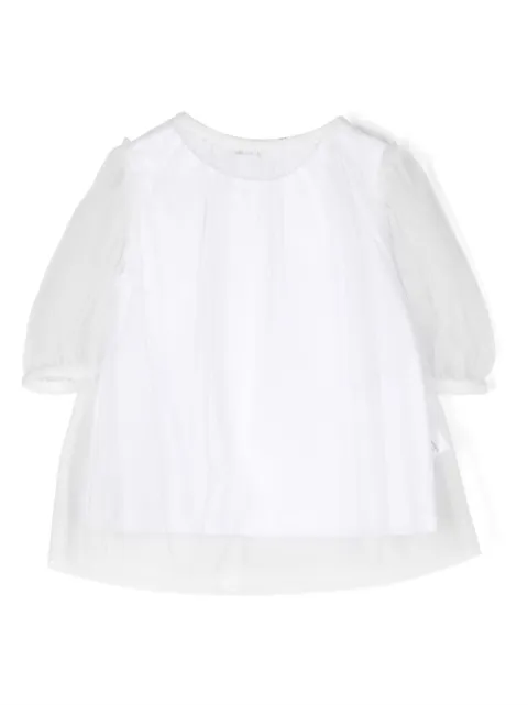 Il Gufo ruffled round-neck tulle top